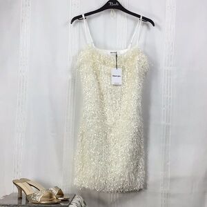 🪞SHOWPO OFF WHITE SHIMMER FAUX FEATHER BOA SZ 8 MINI ADJUSTABLE LINGERIE STRAPS